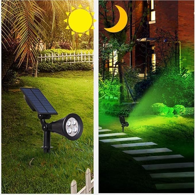 Generic Solar Landscape Lights 4 LED Solar Spotlights 2 in 1 Waterproof Security Light Solar Lights Outdoor (Warm White)