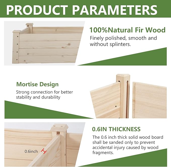 PayLessHere Wooden Garden Bed Raised Planter Box Outdoor Patio Gardening Planter and Indoor Elevated Garden Grow Box for Vegetable Flower