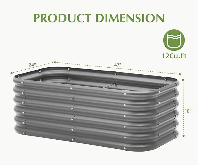 DDK Galvanized Raised Garden Bed Outdoor Planter Bed 4x2x1.5ft Metal Planter Box for Gardening and PlantingGD