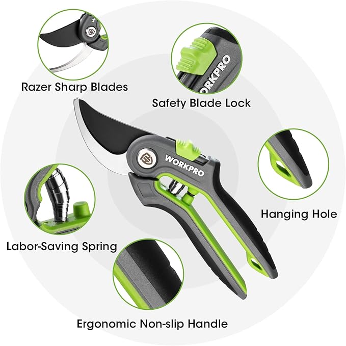 WORKPRO Garden Pruning Shears with Garden Tool Set