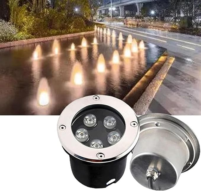 Recessed LED Landscape Lamp Low Round Lawn Lamp IP67 Waterproof Stainless Steel LED SpotlightYellow-36w