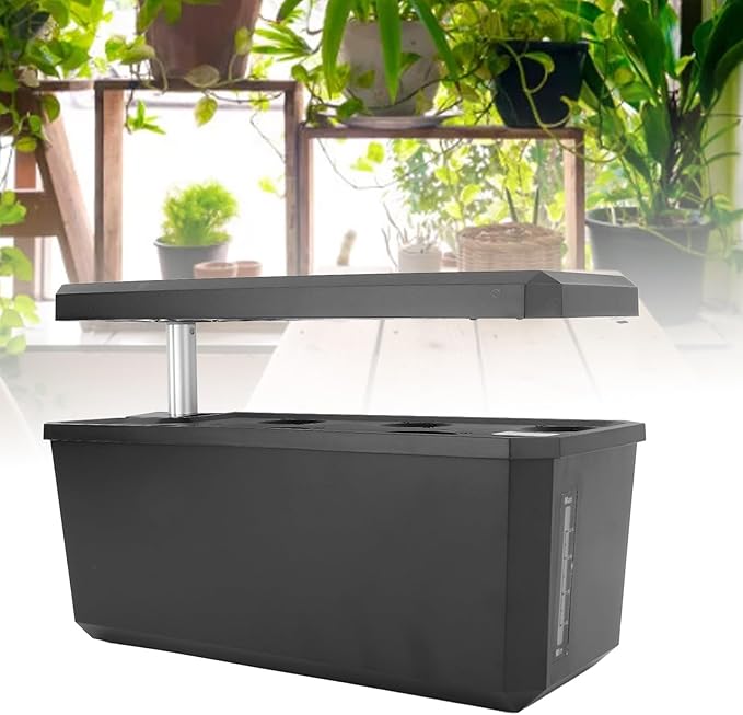 LED Hydroponic Planting System with Intelligent Control Easy to Use for Indoor Planting Solution (Black)