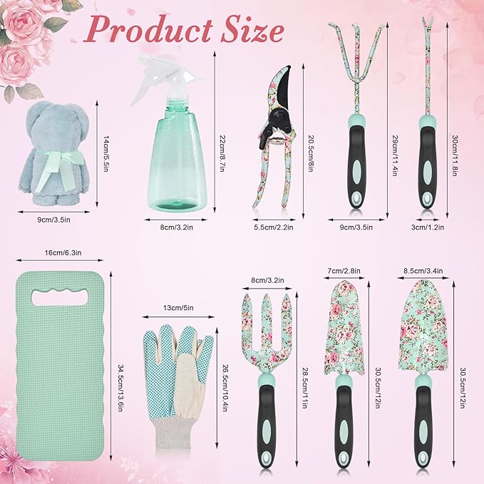 Garden Tools Set Carsolt 11 Pcs Heavy Duty Floral Gardening Tools Kit with Non-Slip Rubber Handle Special Gardening Gifts for Women Birthday Box
