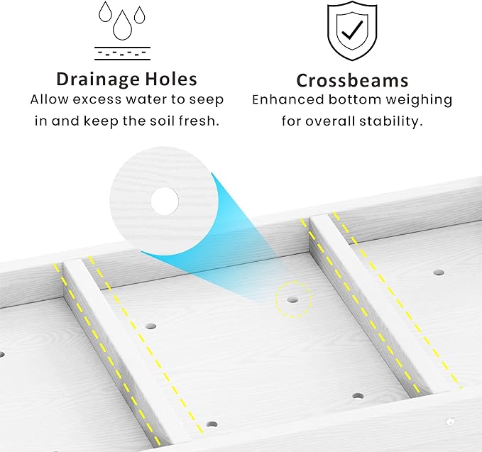Raised Garden Bed Outdoor with LegsHDPE Elevated Planter Box Rot-Resistant and Non-CrackingRaised Beds for Gardening for Backyard Patio Balcony 300lb Capacity White