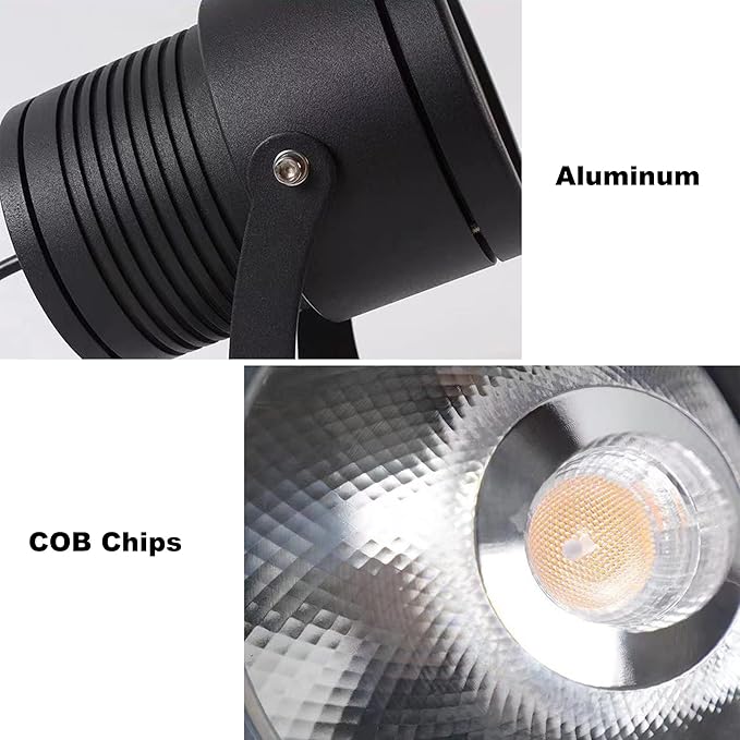 Kiven LED Indoor/Outdoor Waterproof Spotlight with 9.84 FT Plug-in Cord 10Watts Plug in Accent Light with Vinly Siding Hooks for Plants Porch GardenVinly Siding(Cool White)