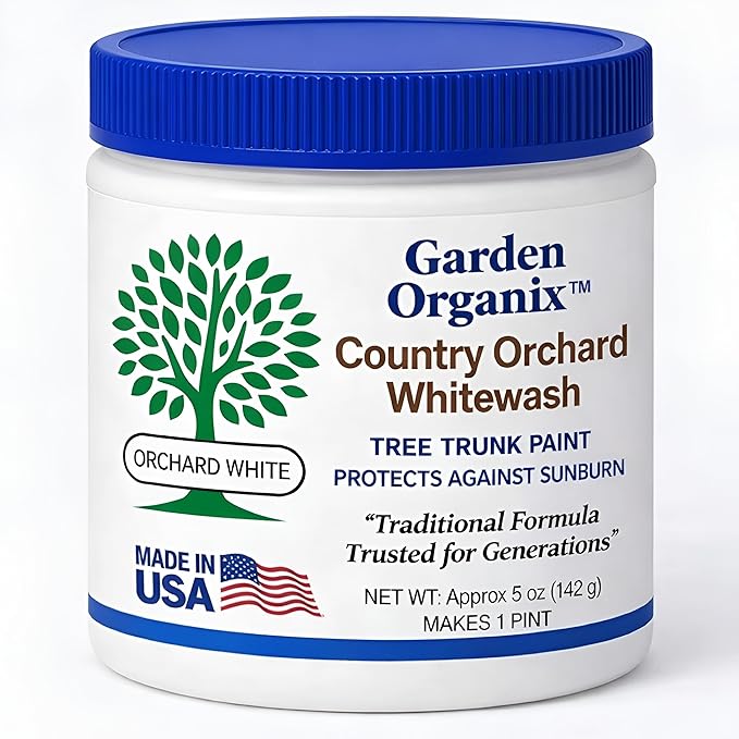 Country Orchard Whitewash Sun Shield Tree Paint Sunburn Protection for Fruit Trees &amp Saplings Improved Water-Resistant Formula White Color 1 Pint