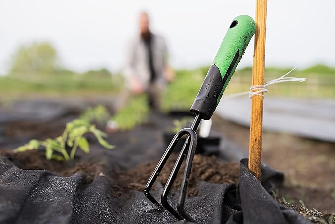 Hooyman Garden Tool Set Including Cultivator Transplanter and Trowel with Heavy Duty Steel Construction No-Slip H-Grip Handles and Blade Measurement Markings for Gardening Weeding and Outdoors