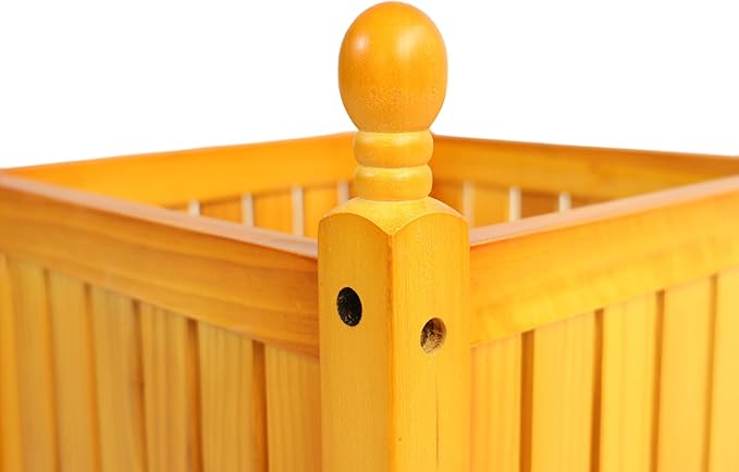 Wood Outdoor Square Wooden Flower and Herb Pot for Garden Porch and Patio Outside Plant and Vegetable ContainerPlanterTeak