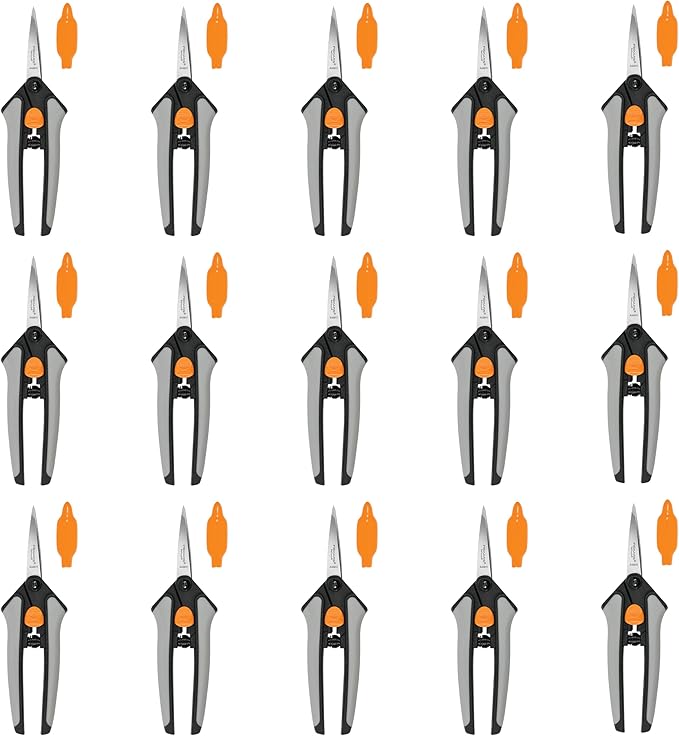 Fiskars 15pc Micro-Tip Pruning Snip Set Precision Stainless Steel Blades Softgrip Handles for Deadheading Trimming &amp Shaping Small Plants