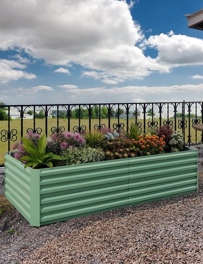 6x3x2 ft Galvanized Raised Garden Bed24 Tall Root Metal Planter Box for Vegetables Flowers HerbsEasy Assembly Raised Garden BedsRust-ResistantGreen