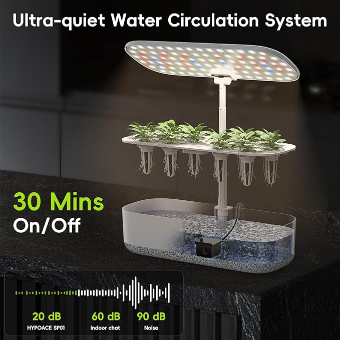 Large Hydroponics Growing System 14 Pods Indoor Herb Garden with LED Grow Light 5L Water Tank Hydroponic Grow Kit with 3 Auto-Timers Rotatable Light Panel and Child Lock for Home School Gardening
