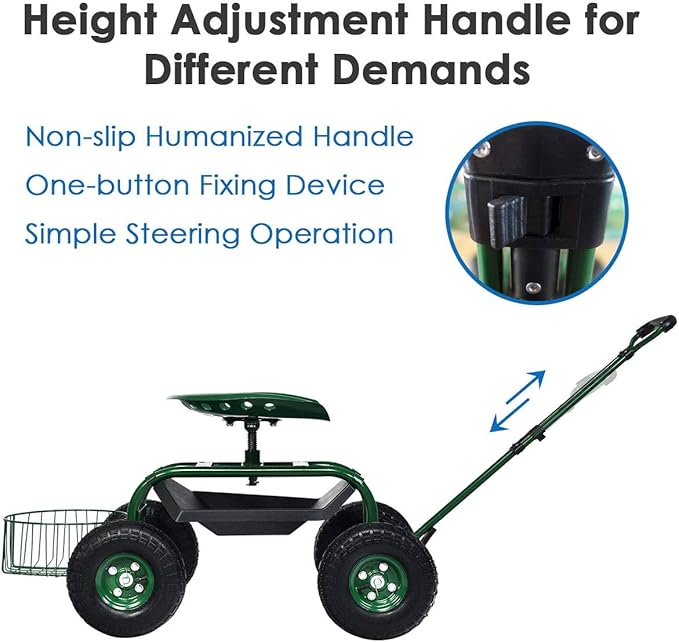 S AFSTAR Raised Garden Bed Above Ground Planter Box for Vegetable Herb Grow Wood Flower Bed with Rolling Garden Cart Set Convenient for Planting