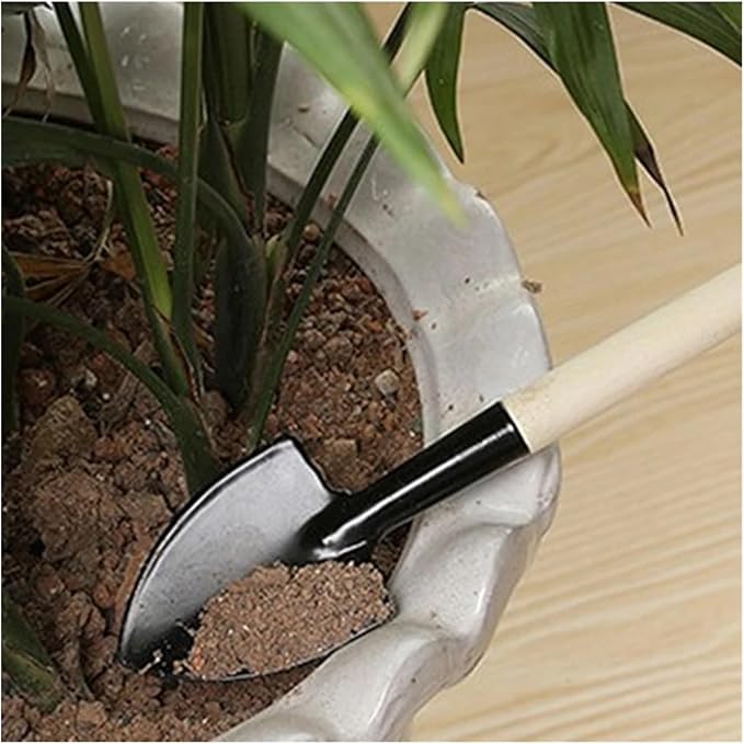 3Pcs Shovel Rake Spade Set Mini Garden Tools Multifunction Small Wooden Handle Tool Sets