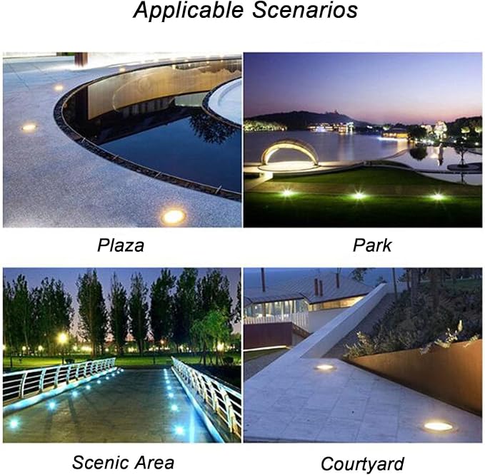 4PCS LED Beam Spotlight - 3W Outdoor SpotlightUnderground Light LED Ultra-Thin Recessed Patio Floor Light IP67 Waterproof Landscape Lights Built-in Floor LaRed-24V