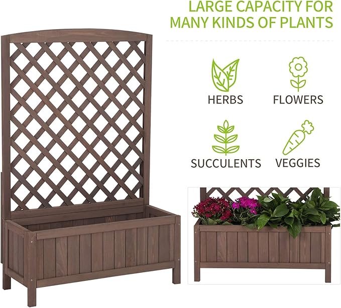 GUTINNEEN Planter with Trellis Outdoor Free Standing Planter Box Vertical Raised Garden Bed - Large Capacity