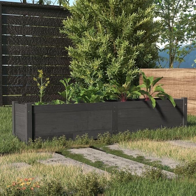 Grey Garden Bed Planters Solid Pinewood Retaining Wall Welded Wire Fencing Galvanized Steel Landscape – Durable Raised Baskets Cage