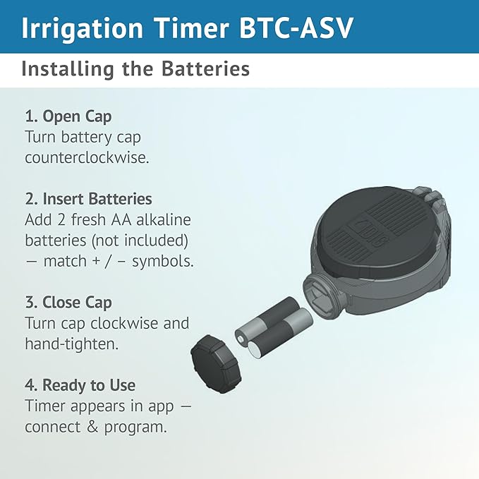 DIG BTC-ASV Bluetooth Battery Powered Weatherproof Wireless Irrigation Controller w/ Anti Siphon Valve - Smart Easy-to-Use Compatible with Residential Drip and Sprinkler Irrigation Systems