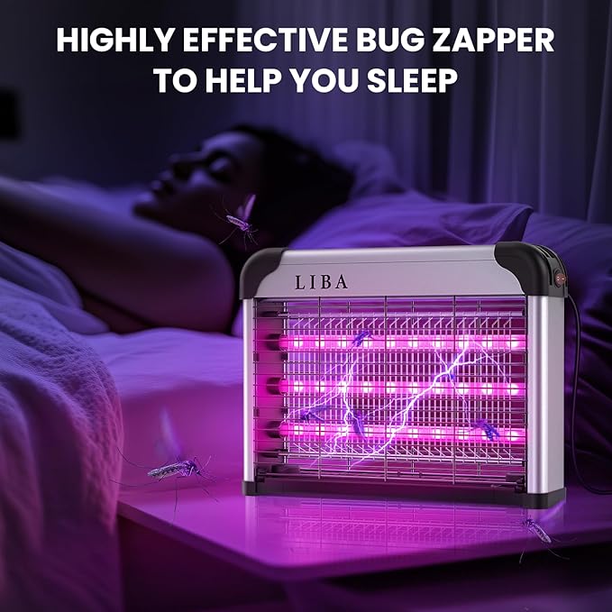 LiBa LED Indoor Bug Zapper Electric Mosquito Killer Fly Zapper with Dual UV Wavelength Attraction High Voltage Fly Trap Mosquito Trap Over 10-Year Lifespan LED Bulbs Light Safe for Kids/Pets
