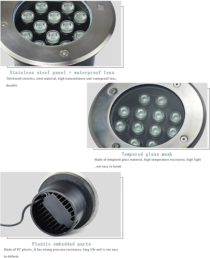 4PCS Ground LED Landscape Lights - Landscape Lights Recessed Buried Lights IP66 Waterproof Spotlight LED In Ground Lights for Driveway Deck Step GardenWhite-48W