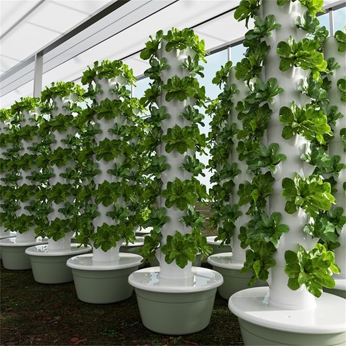 Hydroponics Growing System Kit 5/7/ 9-Tier Indoor Outdoor Vertical Tower with Pump and Movable Water Tank Hydroponic Germination Kit for Gardening Lover