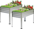 2PCS Galvanized Raised Garden Bed with Legs 48 gallons 48x24x32 Large Metal Elevated Planter Boxes with Drainage Holesfor Vegetables Flowers Backyard Patio Balcony