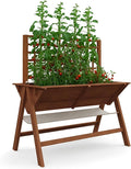 GarveeLife 52x30x54 Inch Tall Elevated Garden Bed with Legs Standing Raised Planter Box with Climbing Trellis for Vegetables Flowers Herbs Outdoor Wooden Standing Garden Bed-Brown