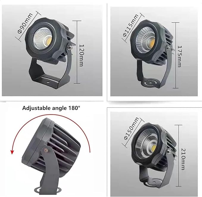 LED Beam Spotlight Outdoor COB Round Tree Lights Long Range LED Floodlights IP65 Waterproof Adjustable Angle Landscape Lamp for Wall Advertising Building Lawn(Warm White10W(AC110-220V))