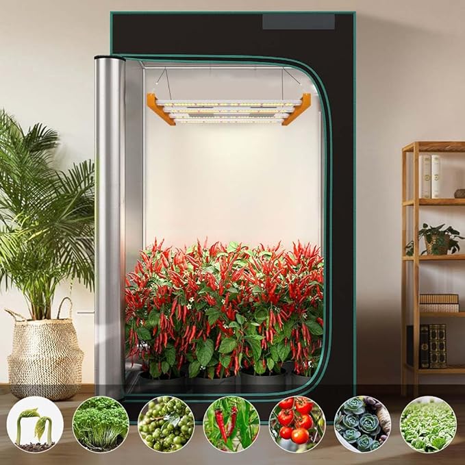 CFGROW CF1200 LED Grow Lights for Seed Starting Vegetables Bloom High Efficiency &amp Dimmable Lighting Full Spectrum Grow Light for Indoor Plants Growing Lamps with High Yield Diodes 2x2ft Coverag