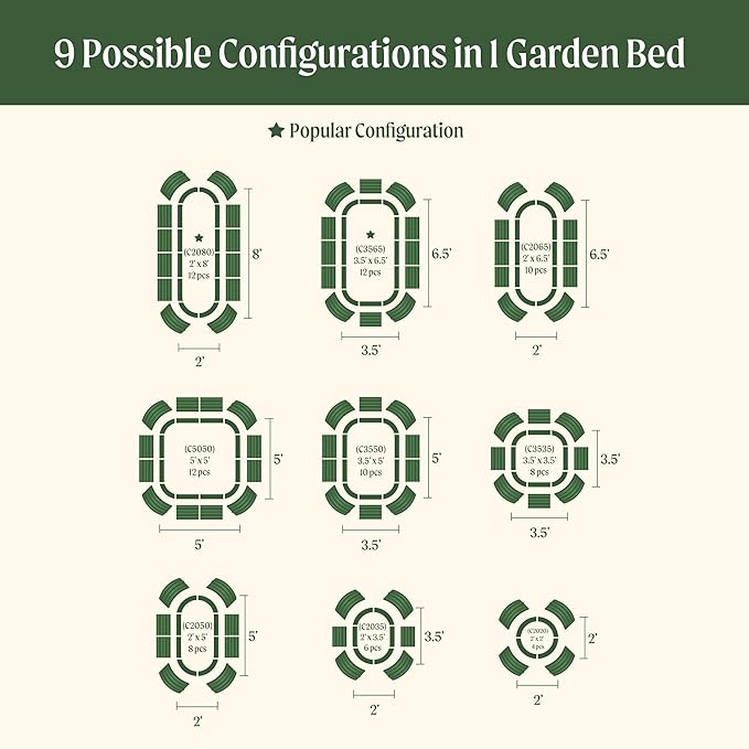 Vego garden 26 Extra Tall Raised Garden Bed Kits 9 in 1 Modular Raised Planter Box for Vegetables Flowers Fruits Oval Metal Raised Garden Pearl White