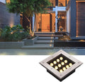 Square Outdoor Buried Lights - Recessed LED Landscape Lights 12V Garden LED Spot Lights IP67 Waterproof Stainless Steel LED Spotlight For Terrace Garden Garage Paths Illuminate(Warm Light9w)