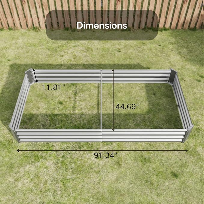 Metal Raised Garden Bed Kit Galvanized Planter Garden Boxes Outdoor Flowers PlantsRectangle Large Metal Garden Bed for Vegetables Flowers Herb Outdoor Raised Planter Box