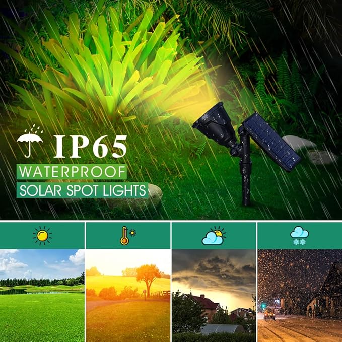 Solar Spot Lights Outdoor Waterproof Solar Landscape Spotlights 18 LED 2-in-1 Uplights Adjustable Flag Pole Lights Solar Powered 3000k Warm White for Garden Yard Driveway Pathway