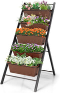 5-tier Vertical Garden Planter Box Heavy-duty and Powder-coated Iron Pipes Elevated Raised Bed with 5 Container Box Each Garden Planter Box 19.5'' x 7.5'' x 6.5''