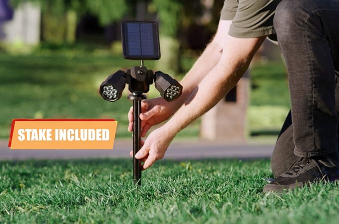 Bell+Howell Bionic Spotlight Duo Solar Lights Outdoor with Motion Sensor 14 LED Lights Super Bright Waterproof Landscape Spotlights for Patio Garden Garage Outdoor Lighting As Seen On TV Set of 2