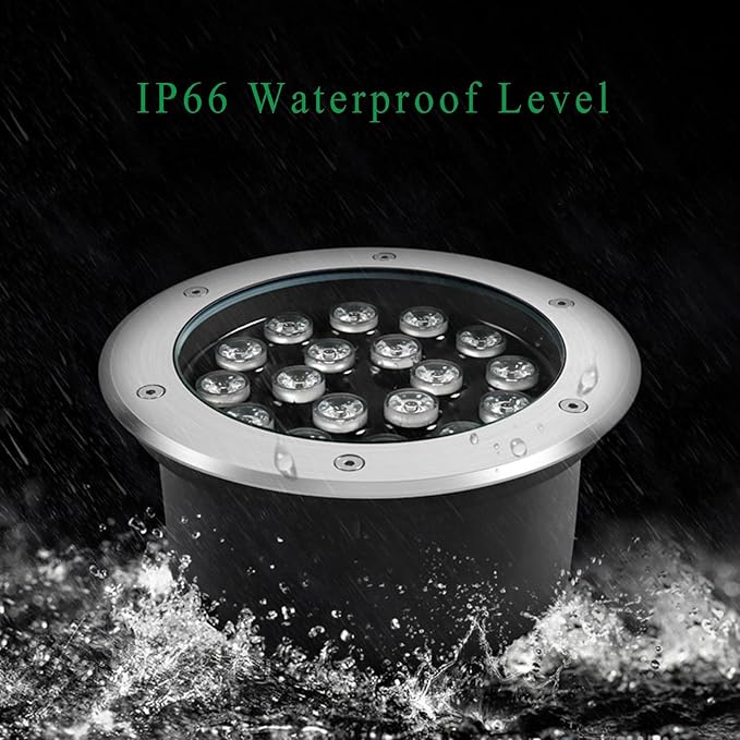 4 Pack LED Underground Landscape Lights IP66 Waterproof Garden Buried Spotlights AC85-265V for Outdoor Path Driveway Deck and Patio - Yellow (Blue 18W)