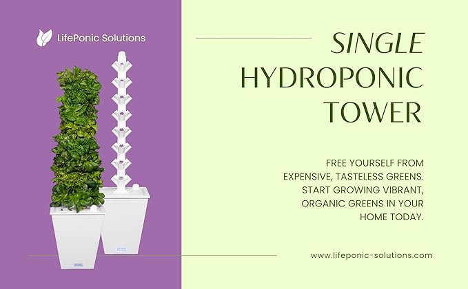 Hydroponic Tower Garden Growing System 32 Plants Indoor Garden Optimized for Growing Leafy Greens Includes LED Grow Lights (Brown)