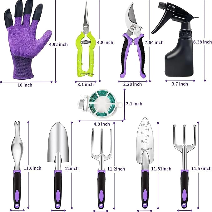 Garden Tool Set 11 Pieces Heavy Duty Aluminum Gardening Tools Garden Gift Tool Starter Set Ideal Gift for Women
