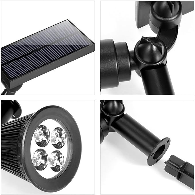 1Pcs 2W Solar Spotlight Outdoor Landscape Lights Waterproof Security Garden Lamp Adjustable for Patio Yard Garden
