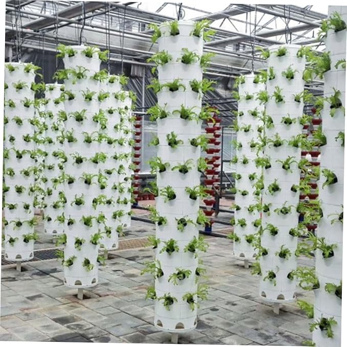 1 Set Hydroponic Equipment Hydroponic Garden Tower Terrarium Hydroponic System Vertical Hydroponic Tower Water Hydroponic Tower Parts Cups Vertical Hydroponic Planter Plastic White/1243