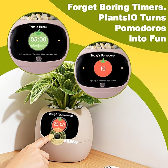 Smart Planter with App Control Self-Watering AI Plant Pot with LCD Display Interactive Desk Plant Companion for 100+ Plants Smart Indoor Planter with Pomodoro Timer80ml ReservoirCalendar-Pink
