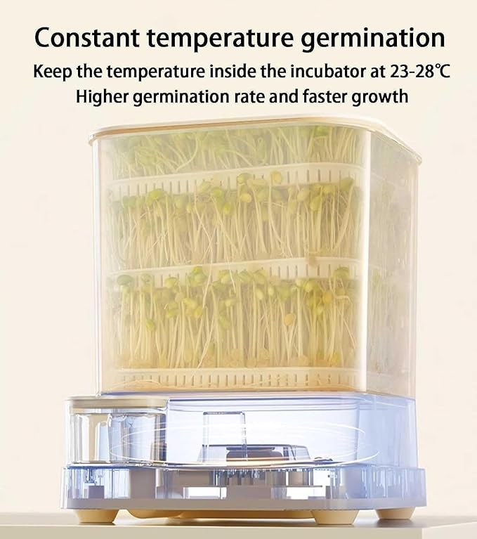 Automatic Smart Bean Sprout Machine 3 Layers Multifunction Bean Sprouts Machine Large Capacity Water-Circulation Sprayes Seed-Sprouter Kit