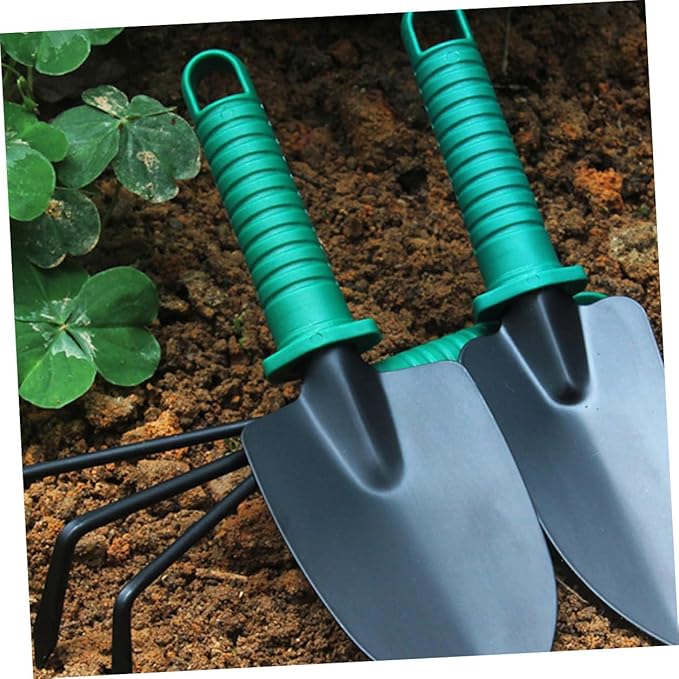 Kisangel Garden Tool Set with Gardening Shovels and Pruning Scissors 5pcs Portable Hand Tools Kit with Carrying Case for Outdoor Planting and Flower Gardening