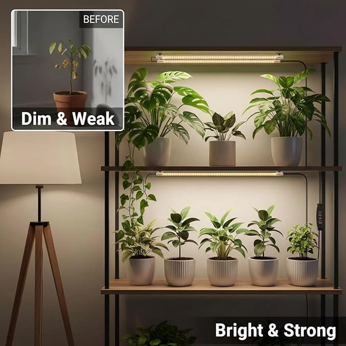 13 In Led Plant Grow Light Strips 20W Dual Head Full Spectrum Light Bar 4 Dimmable Levels With Usb Red &amp White For Seed Starting