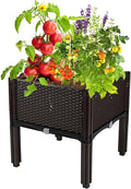 Plastic Elevated Planters for Raised Garden Bed with Legs for Outdoor Plants Box Kits with Drainage Holes for Patio Deck Balcony to Planting FlowersVegetablesTomato and Herbs