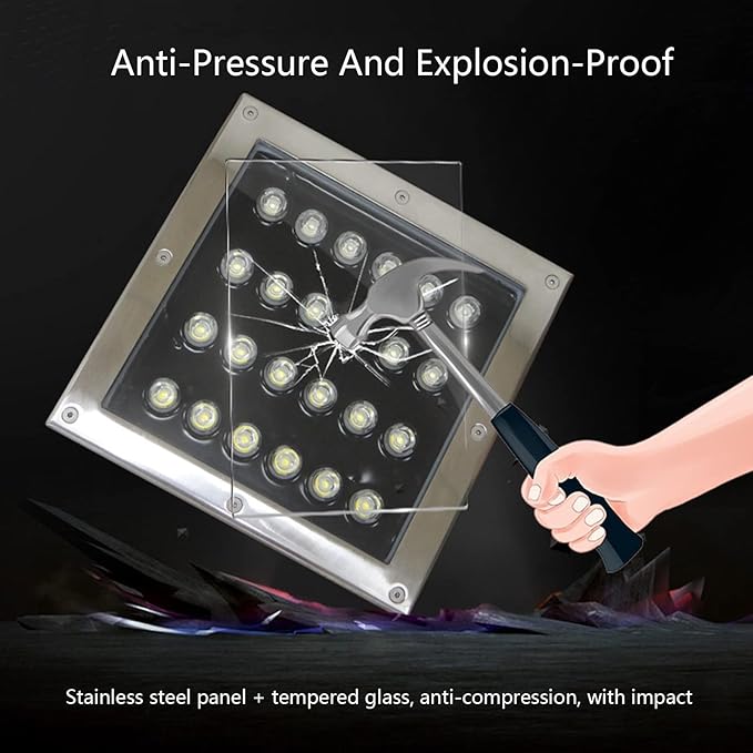 Outdoor Landscape Lights Square Buried Light IP66 Waterproof Embedded Garden Underground Light for Walkway Pathway Patio Step Deck Spotlight AC85-110V