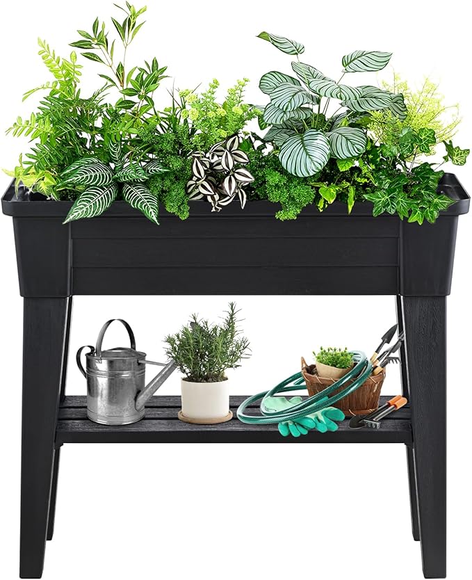 Raised Garden Bed with Legs &amp Trellis Outdoor Raised Planter Box for Gardening Herb Garden Planters for Outdoor Plants Garden Bed for Garden Yard Patio Home Decor