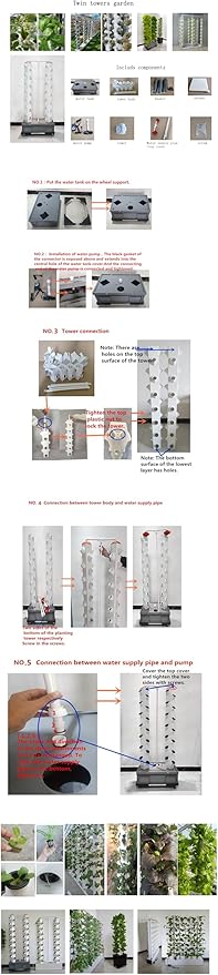 Hydroponic Growing Tower System Kit 56-Plant Vertical Hydroponics Garden Tower for Outdoor Indoor Herbs Fruits Vegetables Smart Garden Planter Kit
