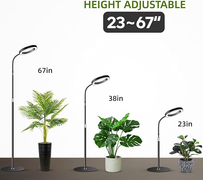 Grow Lights for Indoor Plants Full Spectrum LED Plant Light with Stand 67 Adjustable Height 3/9/12H Timer 10 Dimmable Levels &amp 3 Lighting Modes