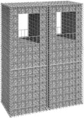 Set of 2 Gabion Basket Post Galvanized Steel Planter Raised BedGabion Raised Bed to Fill with Rocks or Gravel 19.7x19.7x55.1 Iron