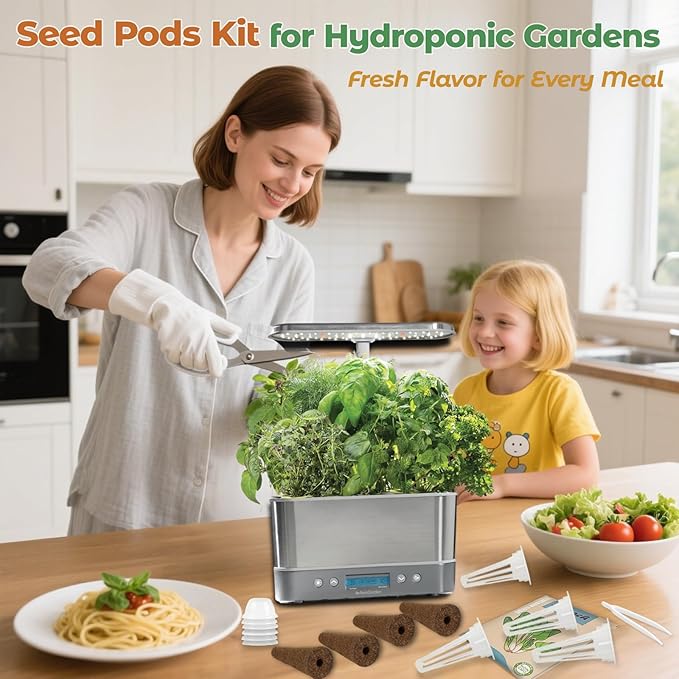 Salsa Seed Pods Kit Hydroponic - 12 Refill Grow Pods with 6-Packet Seeds of Basil Cherry Tomato Bell Pepper Cherry Radish &amp Cilantro Hydroponic Pods Compatible with All Hydroponics Growing Sys